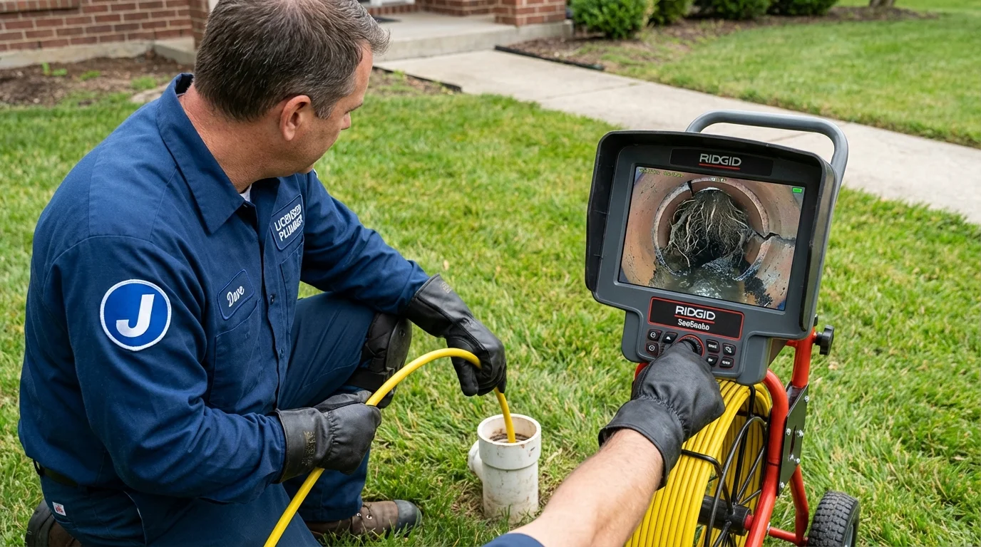 Sewer camera inspection being performed by Johns Plumbing LLC in Pineville